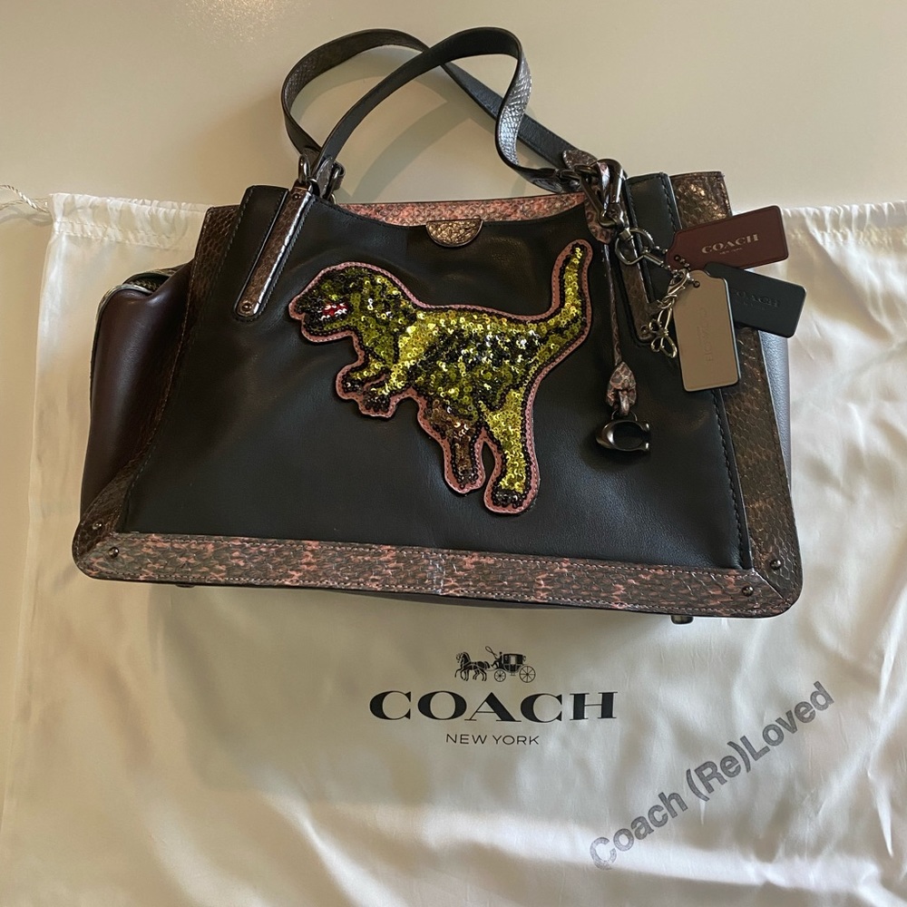 Covetable Coach Rexy Upcrafted Dreamer 36 Colorblock Snakeskin Detail Purse Rare - Picture 8 of 11
